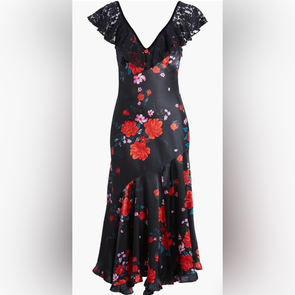 Free People Warm Hearts Lace & Satin Maxi Dress